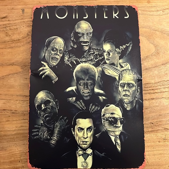Universal horror monsters metal sign 8x12 (a little bent) - Picture 1 of 2
